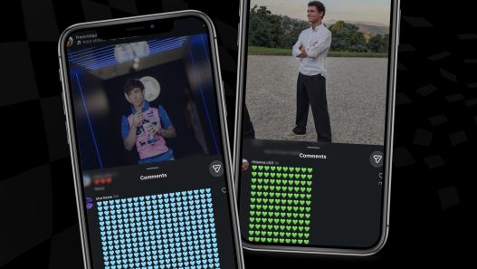 Two phones showing fan posts on social media after the Azerbaijan Grand Prix