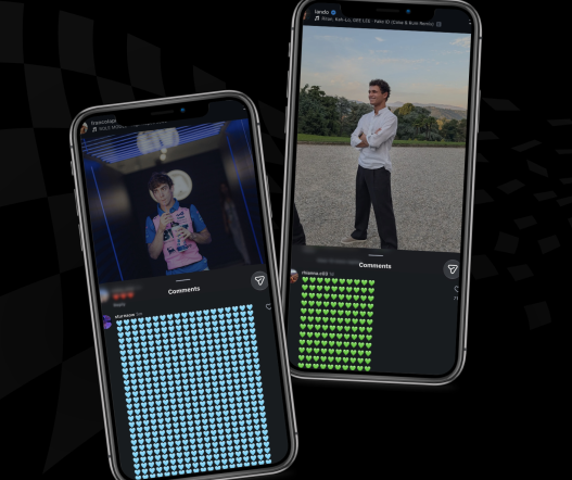 Two phones showing fan posts on social media after the Azerbaijan Grand Prix